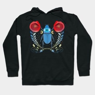 All Seeing Eye Beetle with Poppies Hoodie